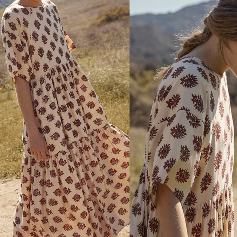 Christy Dawn Theo Dress in Brick Palmette - Picture 6 of 6